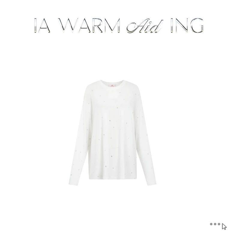 IA WARM AID ING 亚麻混纺宽松柔肤长袖满天星水钻