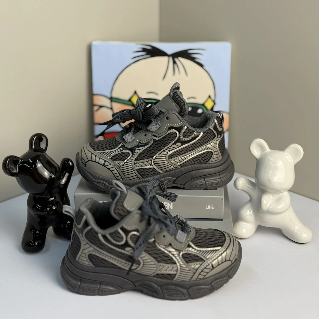 2301韩版女童高级感老爹鞋男童百搭复古网面休闲运动鞋透气ins