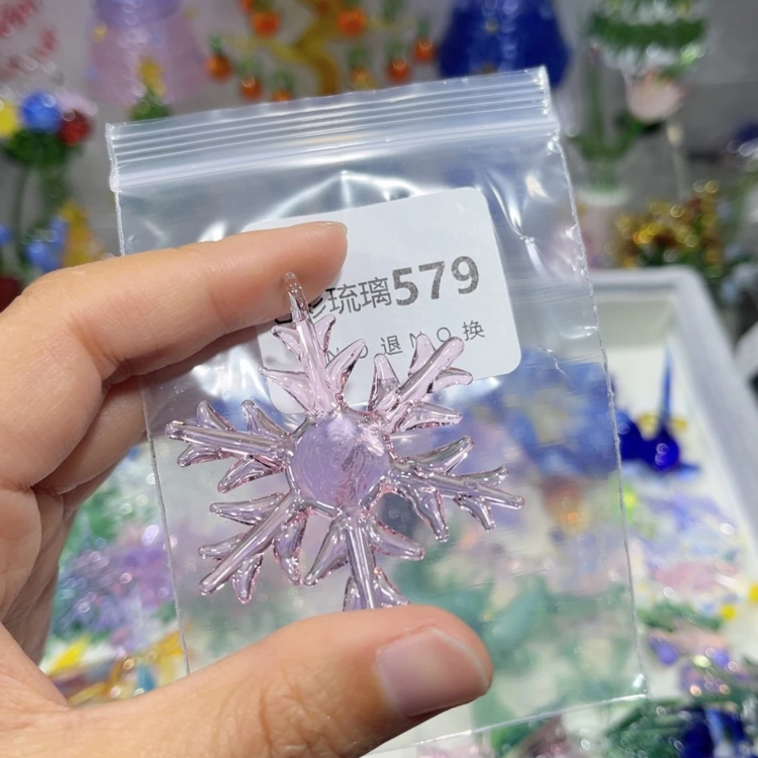 渡***心吊坠（不含链）玻璃579粉色雪花