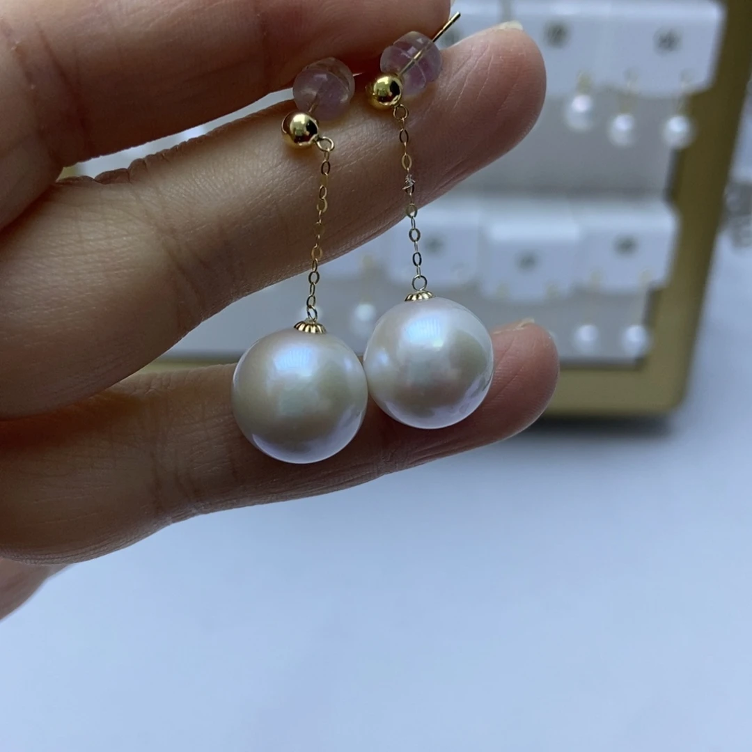 淡水珍珠耳饰18K金镶嵌