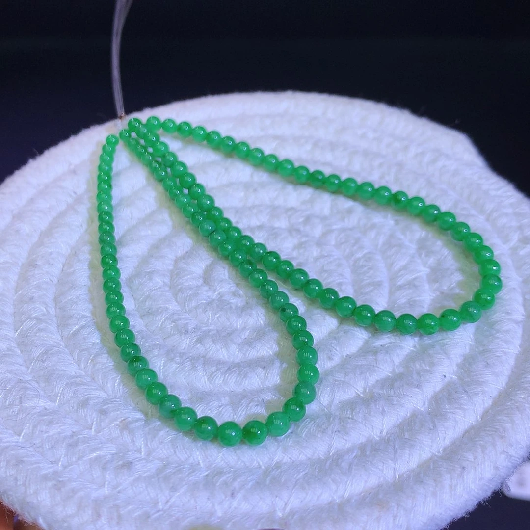 未镶嵌手链翡翠天然缅甸翡翠小米珠卡3.0-3.6两条
