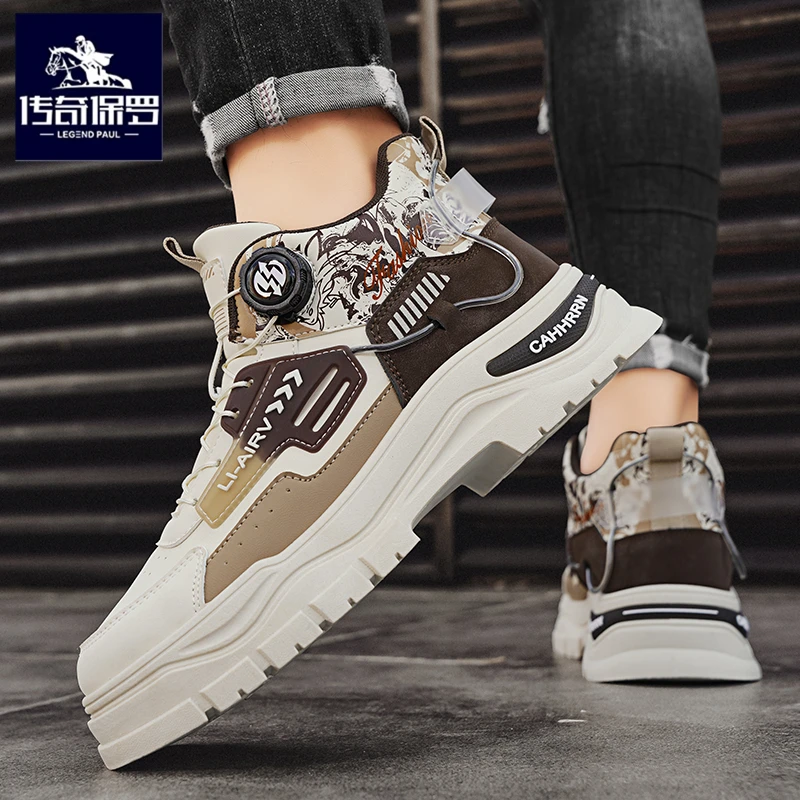 传奇保罗正版马丁靴男款冬季厚底工装靴男士潮流百搭运动板鞋