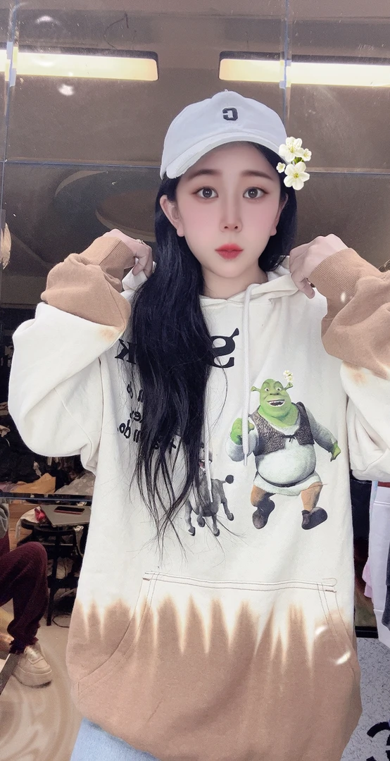 外贸大码男女同款加绒卫衣渐变卡其