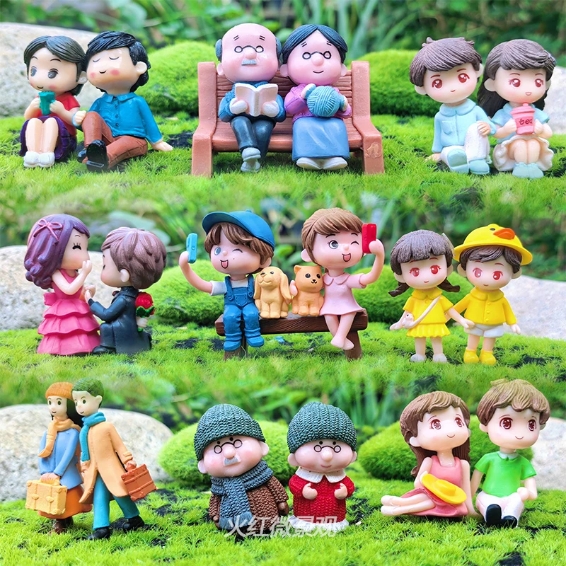 迷你结婚恋爱人物公仔情侣车载摆件蛋糕装饰品多肉微景观造景材料