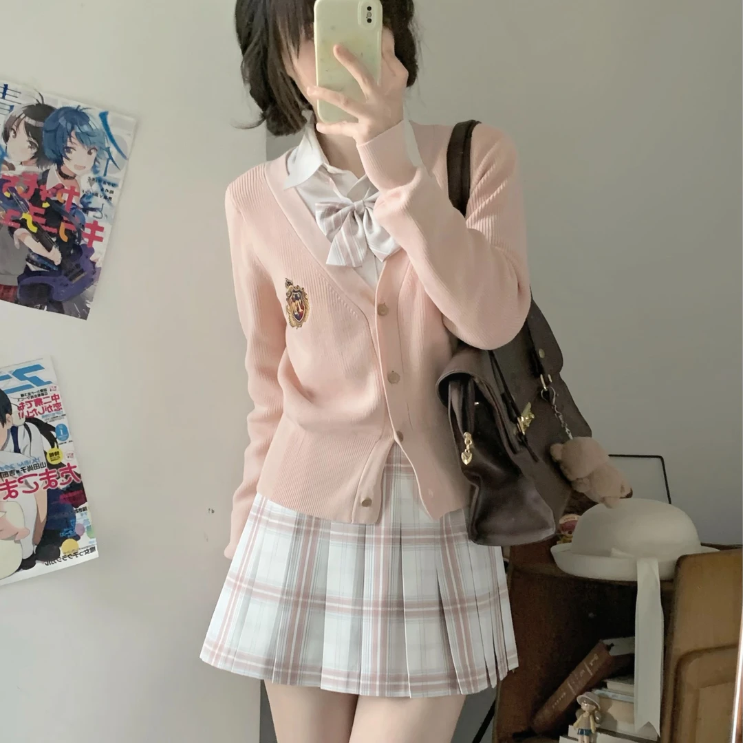 七月蔷薇瞳福掌柜原创毛衣加裙子秋日学院风原创正统JK制服穿搭