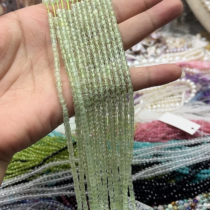 玛瑙/玉髓未镶嵌珠宝半成品一条3/3mm葡萄石方糖