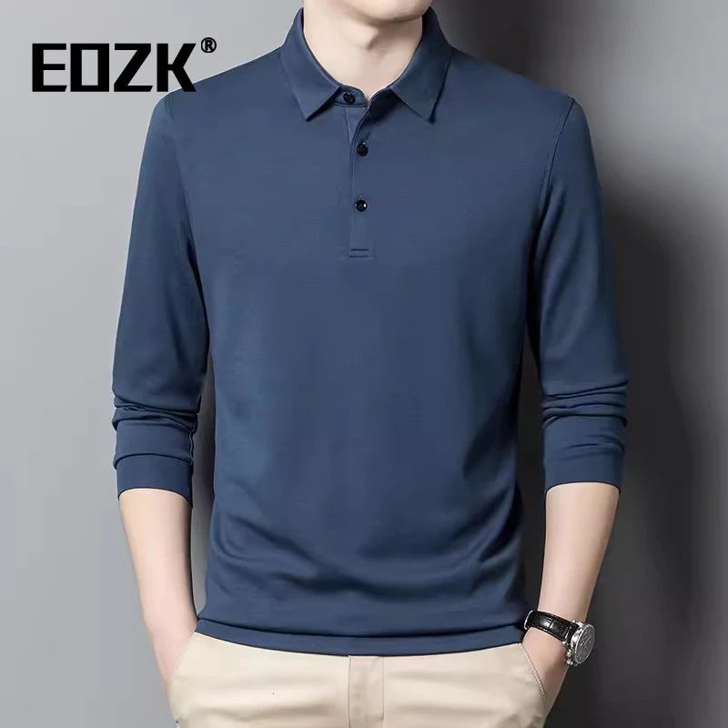 Eozk潮流商务翻领长袖t恤男2025秋季新款时尚休闲男士polo衫体恤