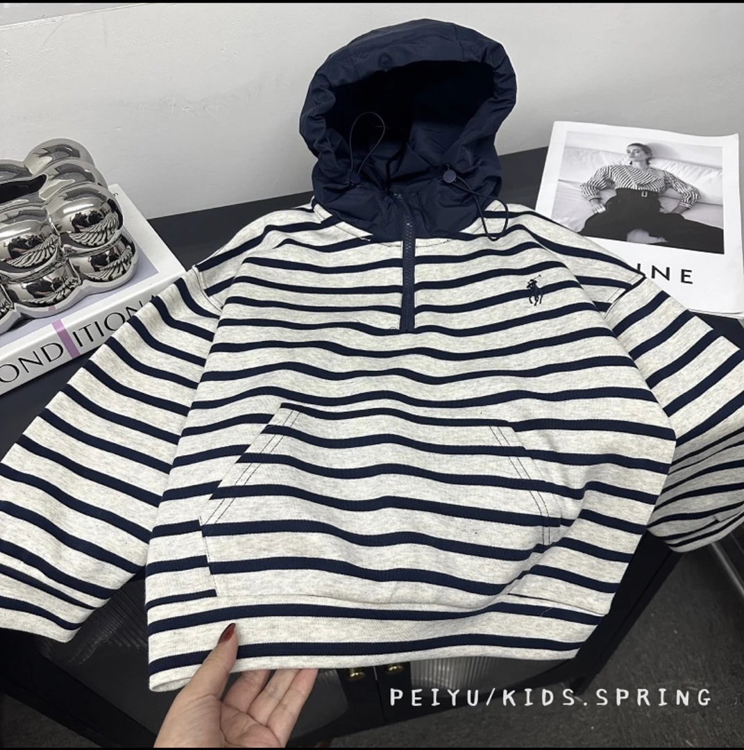 童装儿童条纹卫衣2025春装新款潮流韩版美式百搭宽松男女童上衣潮