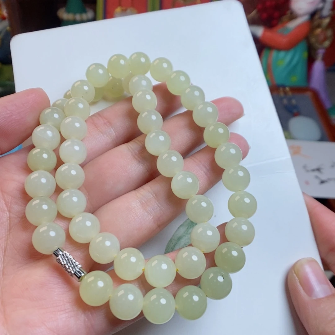 和田玉手链未镶嵌微瑕