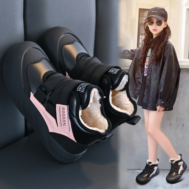 ABC女童雪地靴冬季新款防水防滑鞋暖冬保加绒大童女孩儿童大棉鞋