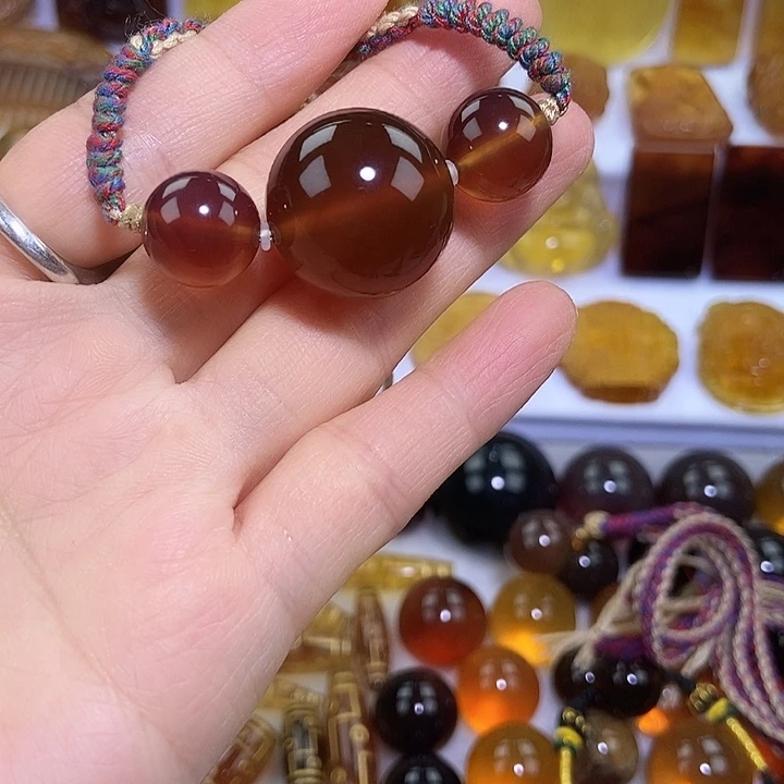 琥珀未镶嵌吊坠(不含链)天然缅甸琥珀棕红锁骨项链