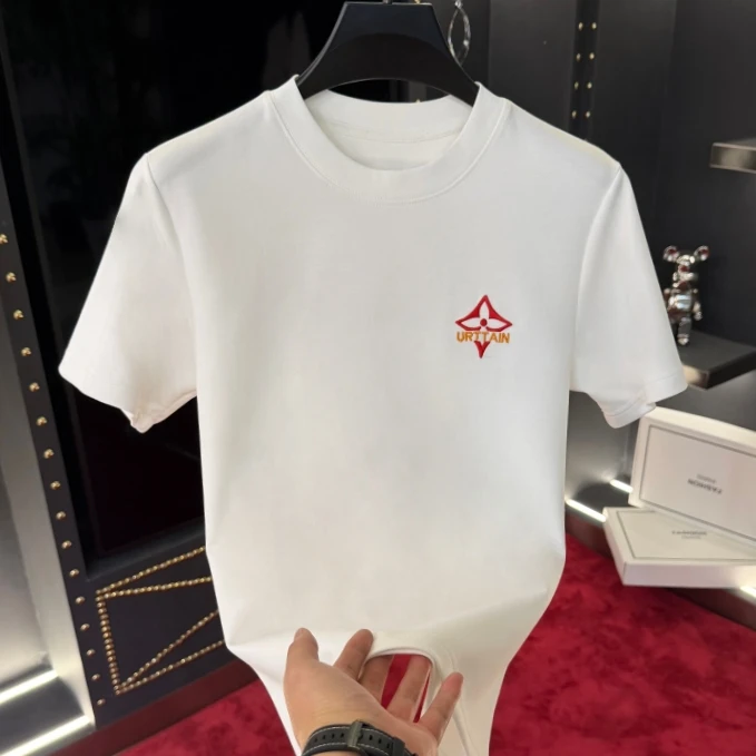 【XIAOXIAO】秋冬新款男士轻奢经典短袖【大花】潮流时尚修身百搭高奢