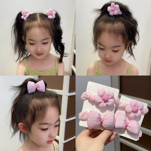 儿童花朵小肠圈女童高马尾丸子头饰不伤发皮筋头绳发饰