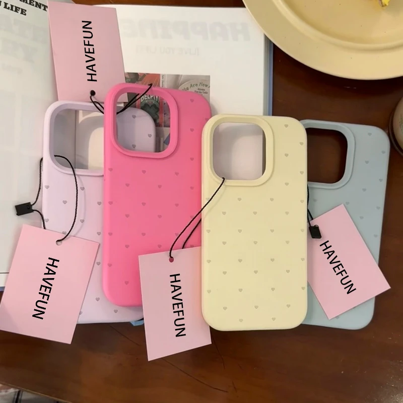 ins风简约小爱心适用iPhone16promax手机壳苹果13小众15/14套12女