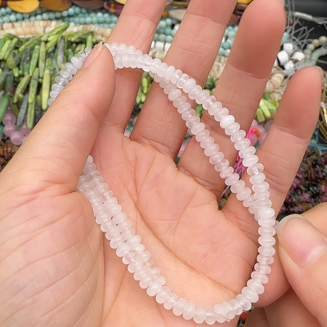玛瑙/玉髓合金珠宝半成品白水晶4mm一条