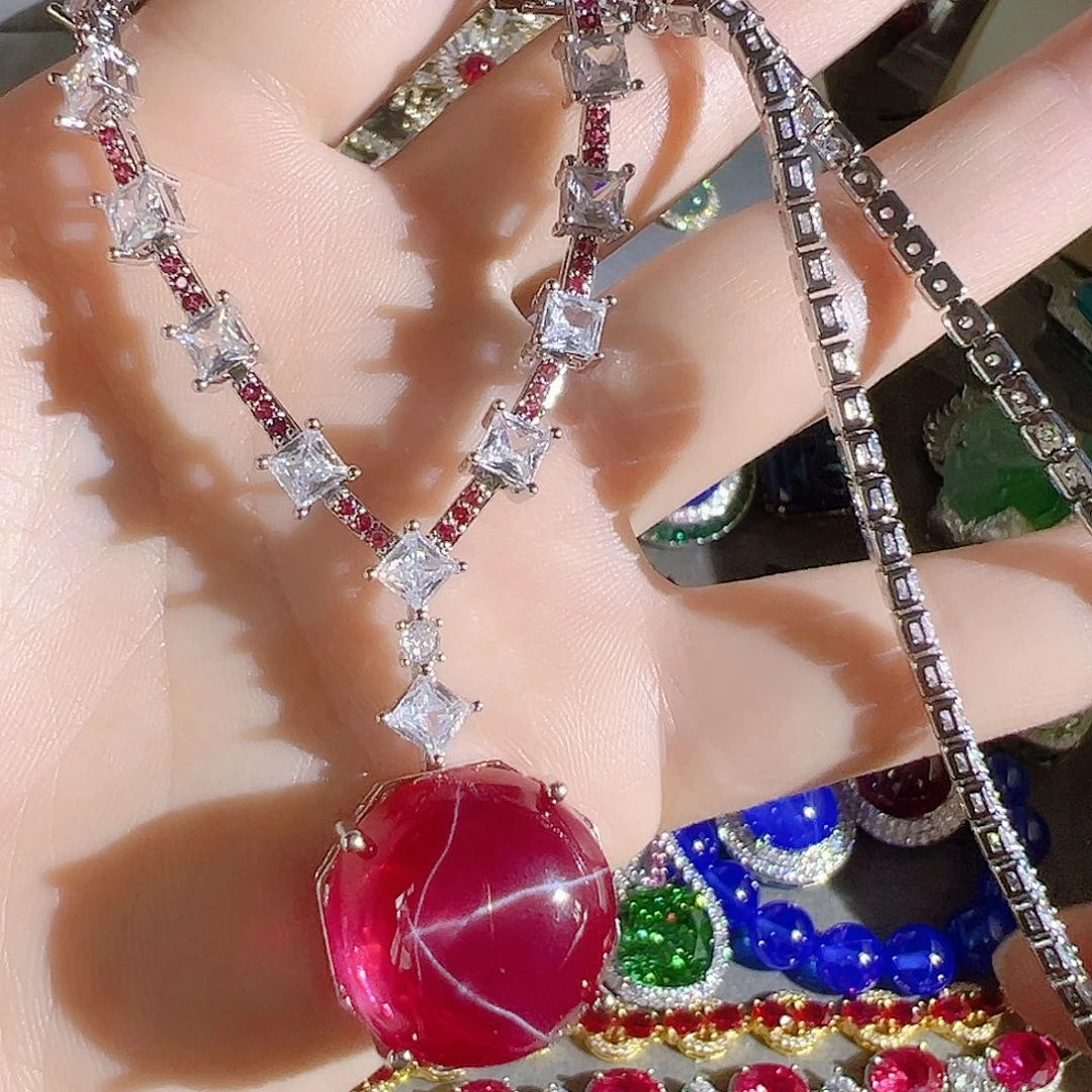 花岗石钨合金红色蓝色吊坠