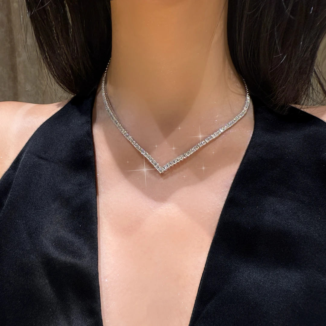 QANNA【一鹿有你】【水滴万能扣】豪华晚宴款轻奢百搭钻石项链AY