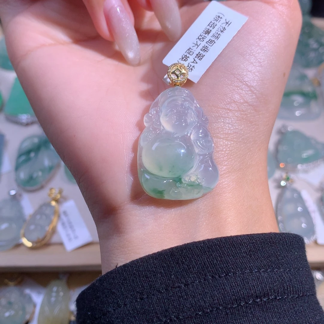 翡翠吊坠(不含链)18K金镶嵌