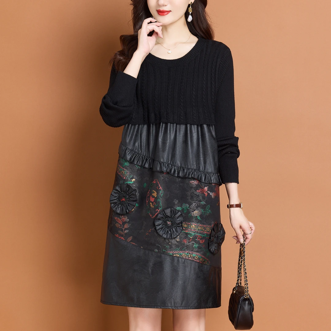 高端羊毛衫毛衣a字版连衣裙高级感遮肚子针织衫女气质毛衣裙秋冬