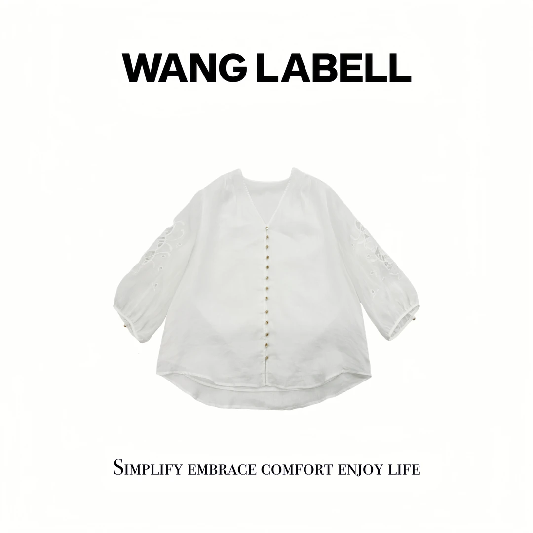 【王斌家】 |  刺绣苎麻上衣  白色百搭夏季简约设计感