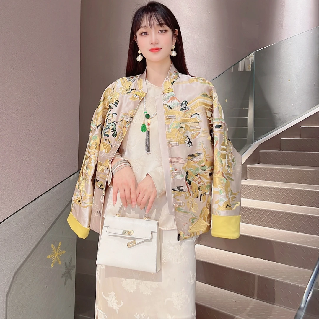 盈盈推荐 《时光》冬季宽松中国风时尚中式百搭重工刺绣外套6124