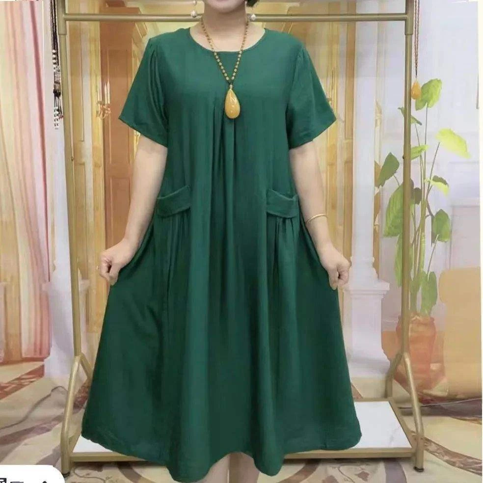 加肥加大时尚休闲连衣裙中年百搭夏季胖妈妈减龄裙子显瘦新款