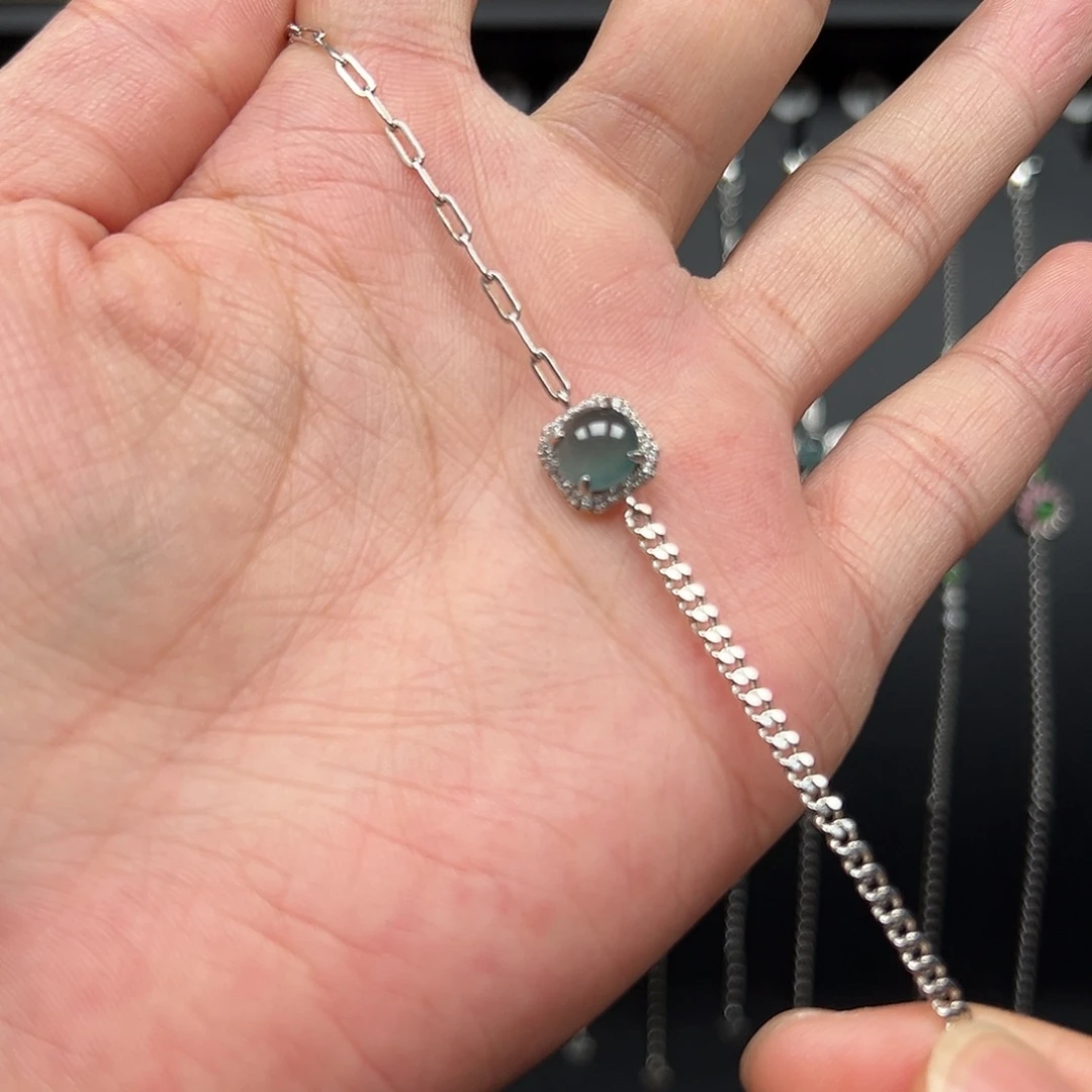 翡翠银S925镶嵌手链