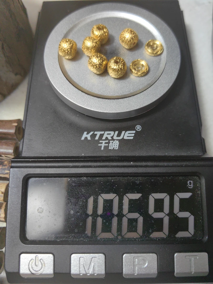 足金999唐草金珠卡环黄金手串配饰