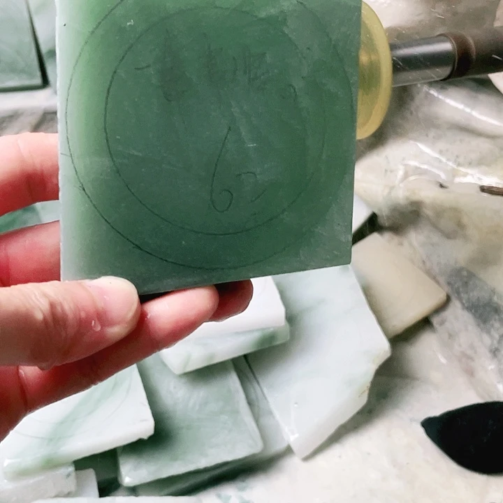 事***心定制石英质玉手镯62圈口
