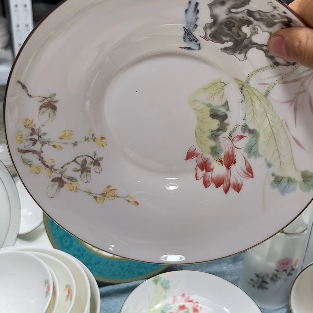 瓷片花神草帽深盘两个