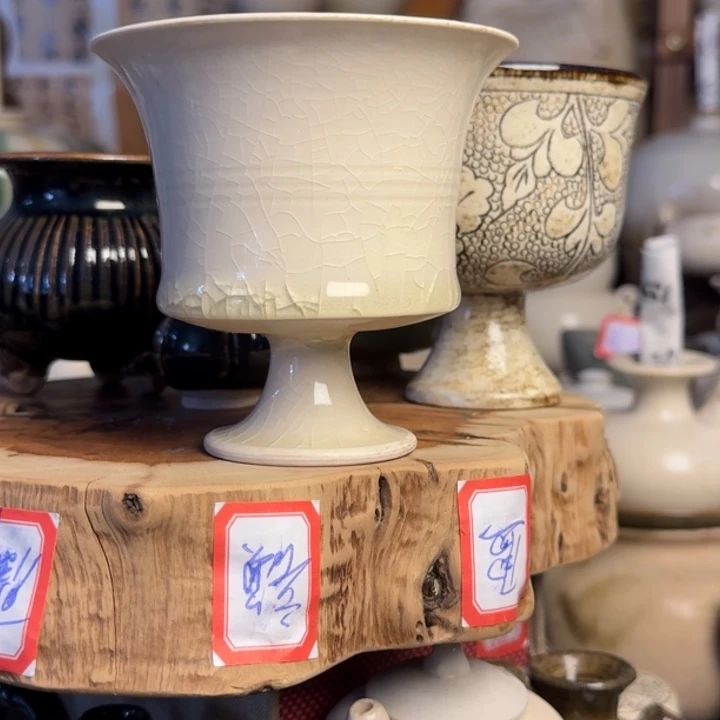 杯子爱**间白瓷高足杯漂亮