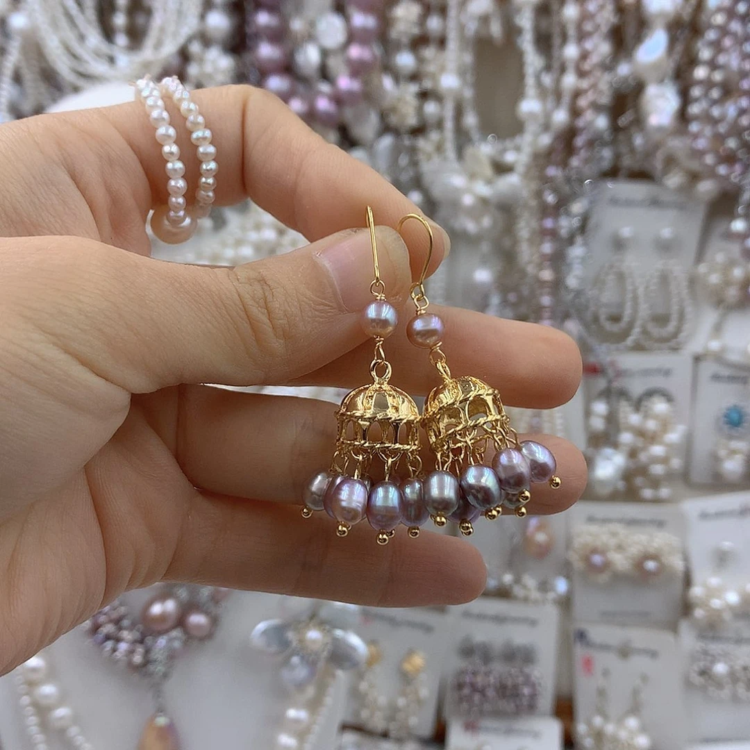 淡水珍珠银S925镶嵌项链耳饰