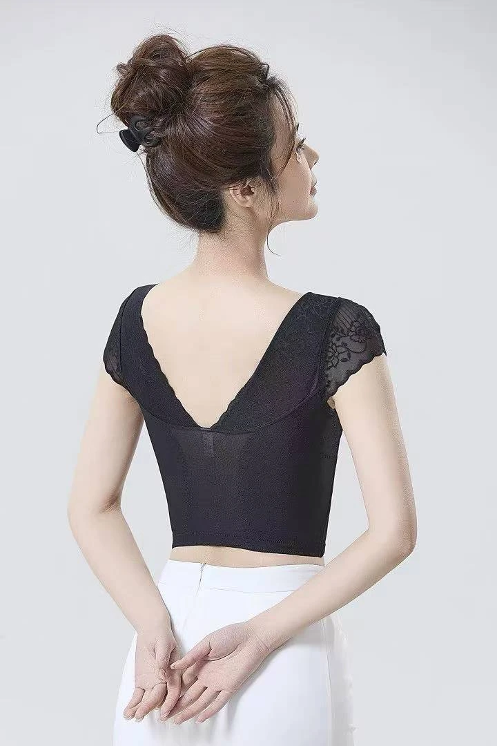 【院线新品】专供线下 美体塑身 美背V领 蕾丝提花紧身收腹带袖
