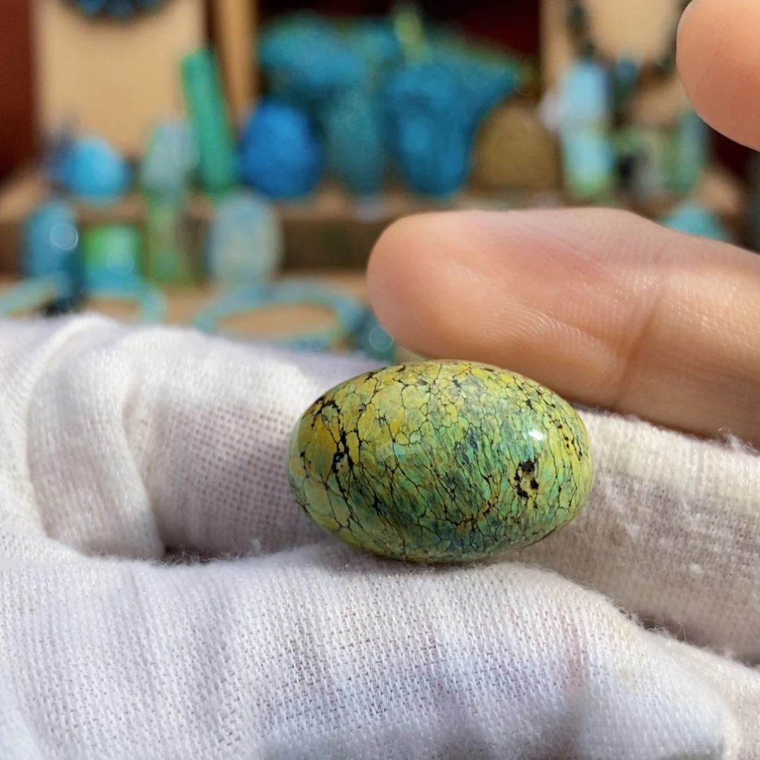 定制绿松石三彩网花枣珠