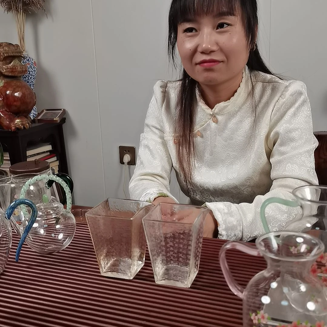 手柄款高硼硅玻璃经文方杯一对