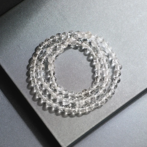 （桃）白啊塞约6mm三圈手链一条（120斤以上不能做三圈手链）