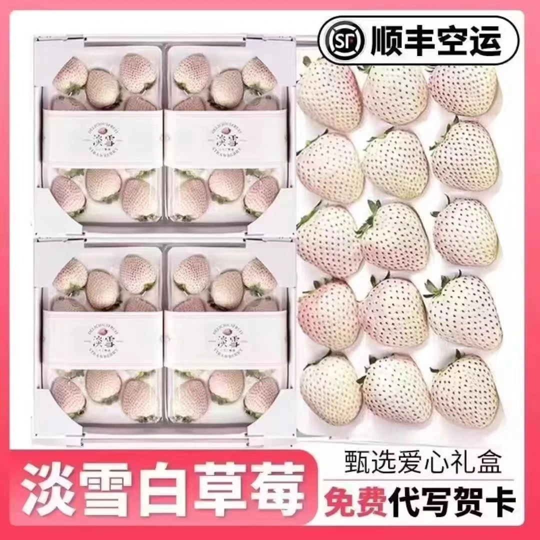 顺丰空运白雪公主淡雪白草莓奶油草莓现摘现发新鲜时令水果礼盒装