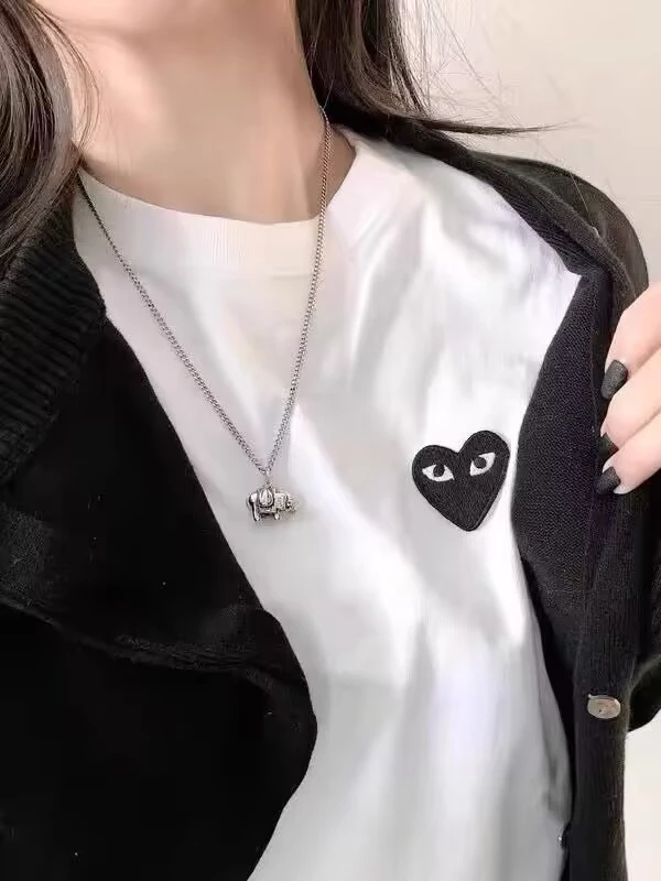 川久潮牌T恤短袖男女明星同款爱心重工刺绣纯棉情侣装显瘦潮流T恤