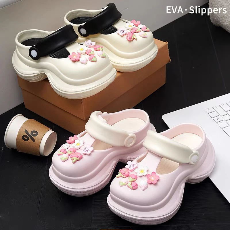 新疆低帮青年脚腕绊带花朵平跟洞洞鞋网红学生欧若假日风