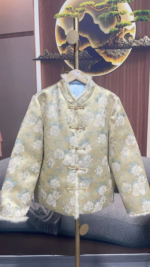 2823厚款适中单排扣加厚中式宽松型冬款宽松民族风