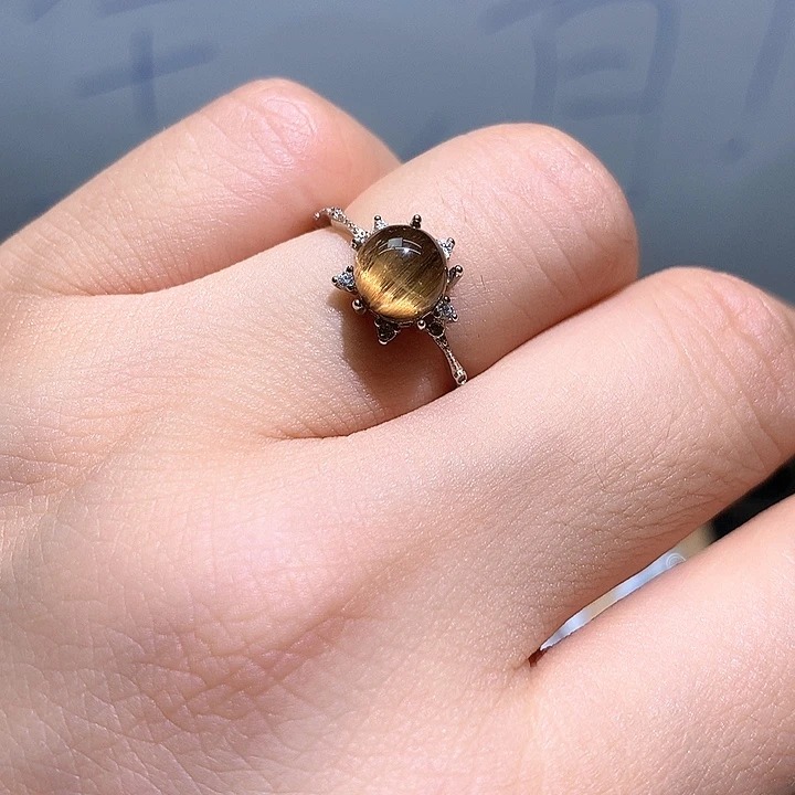 鱼***银S925镶嵌戒指水晶