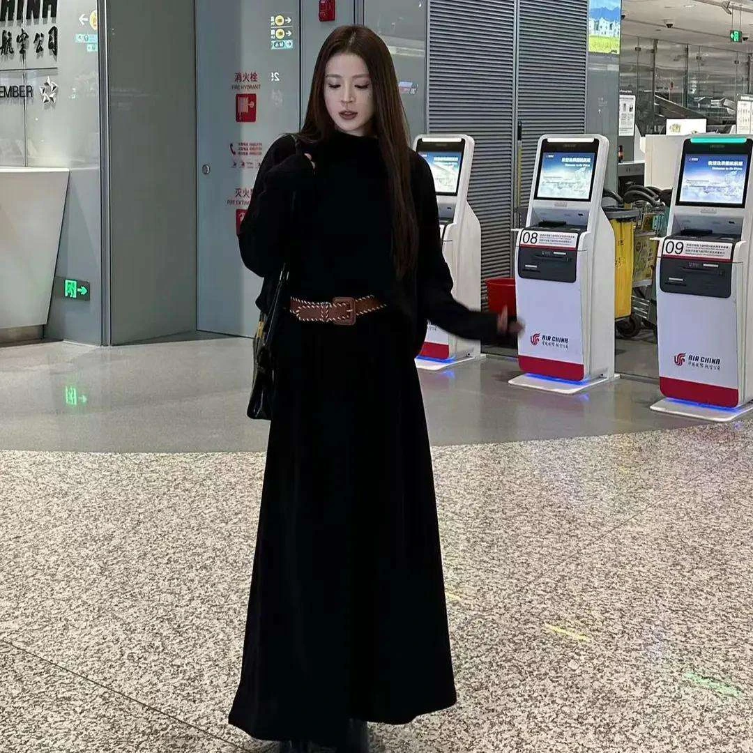 2025新款高级套装黑色时尚上衣ootd慵懒一整套两件长裙半身裙上衣