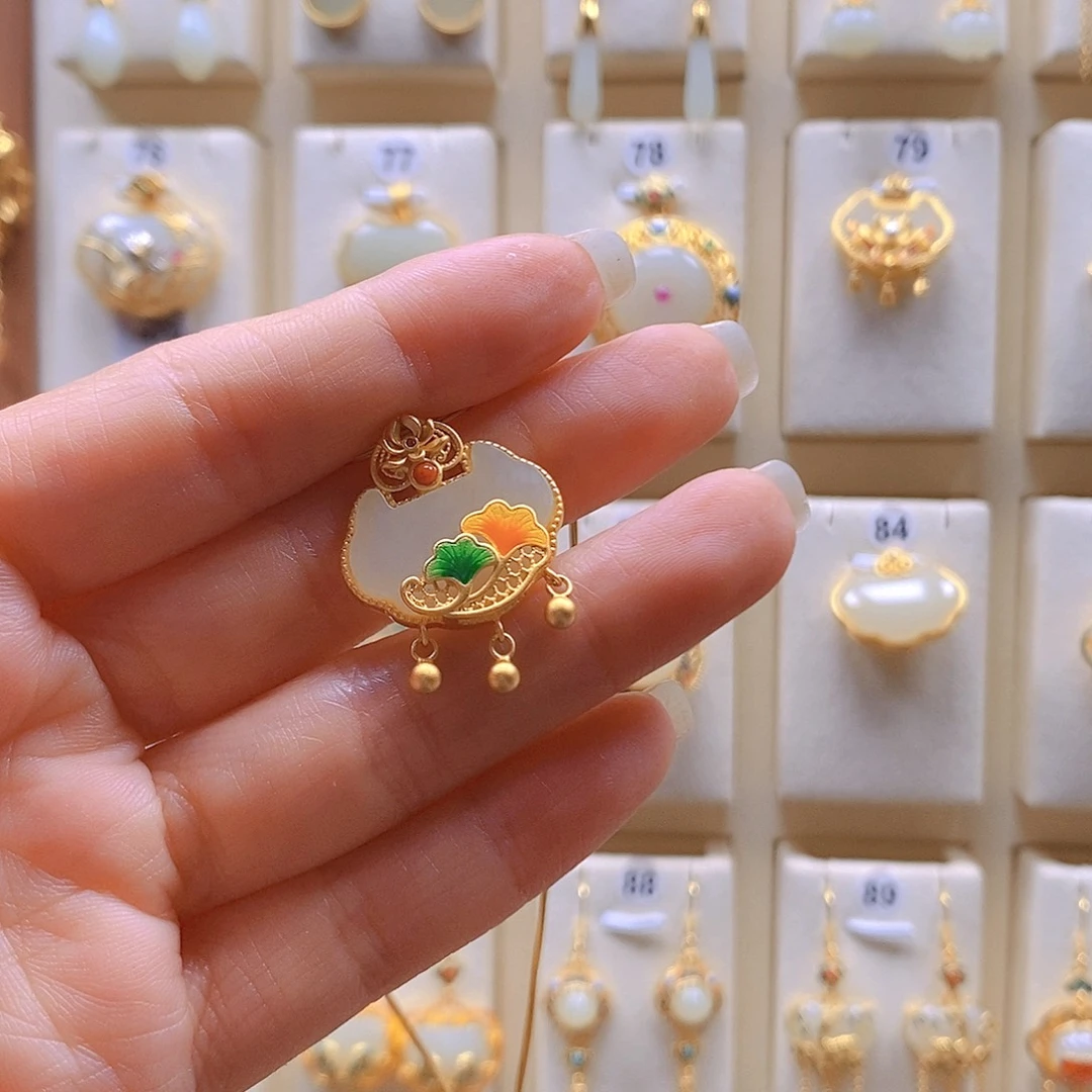 和田玉银S925镶嵌颈饰