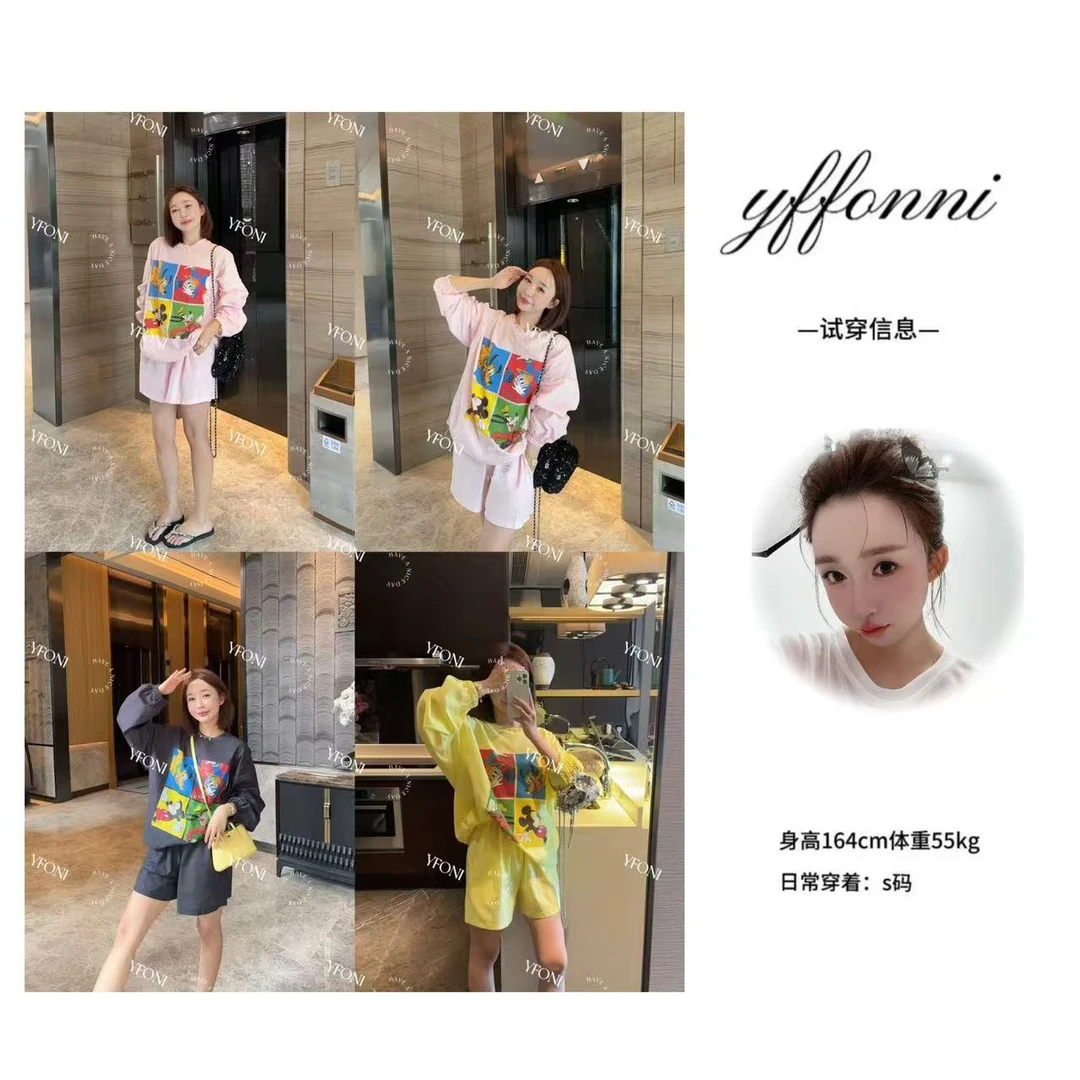 【YFONI】三色卡通亚麻套装