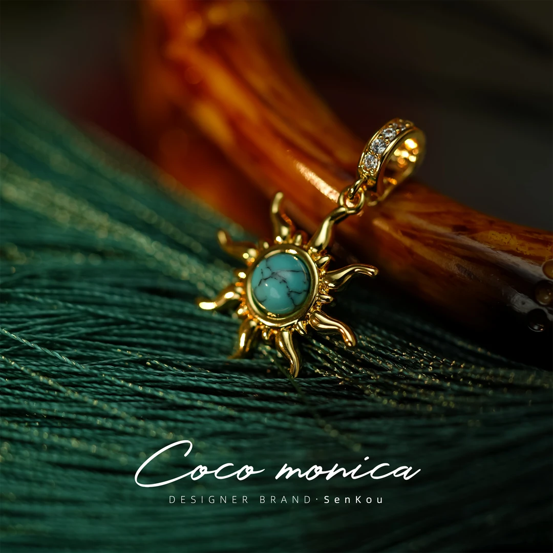 铜合金吊坠 WE315手工气质轻奢时尚复古小众精致镶嵌吊坠