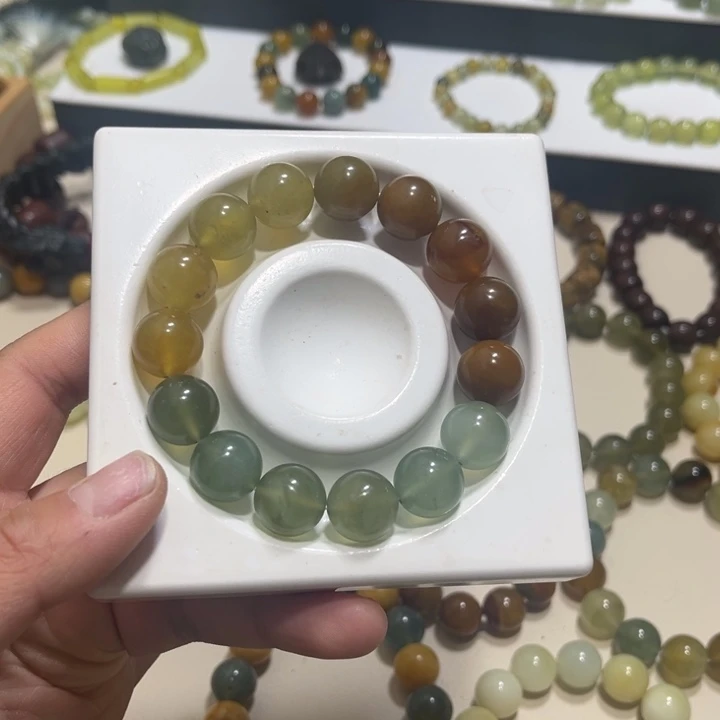 蛇纹石玉未镶嵌手链卡14微瑕