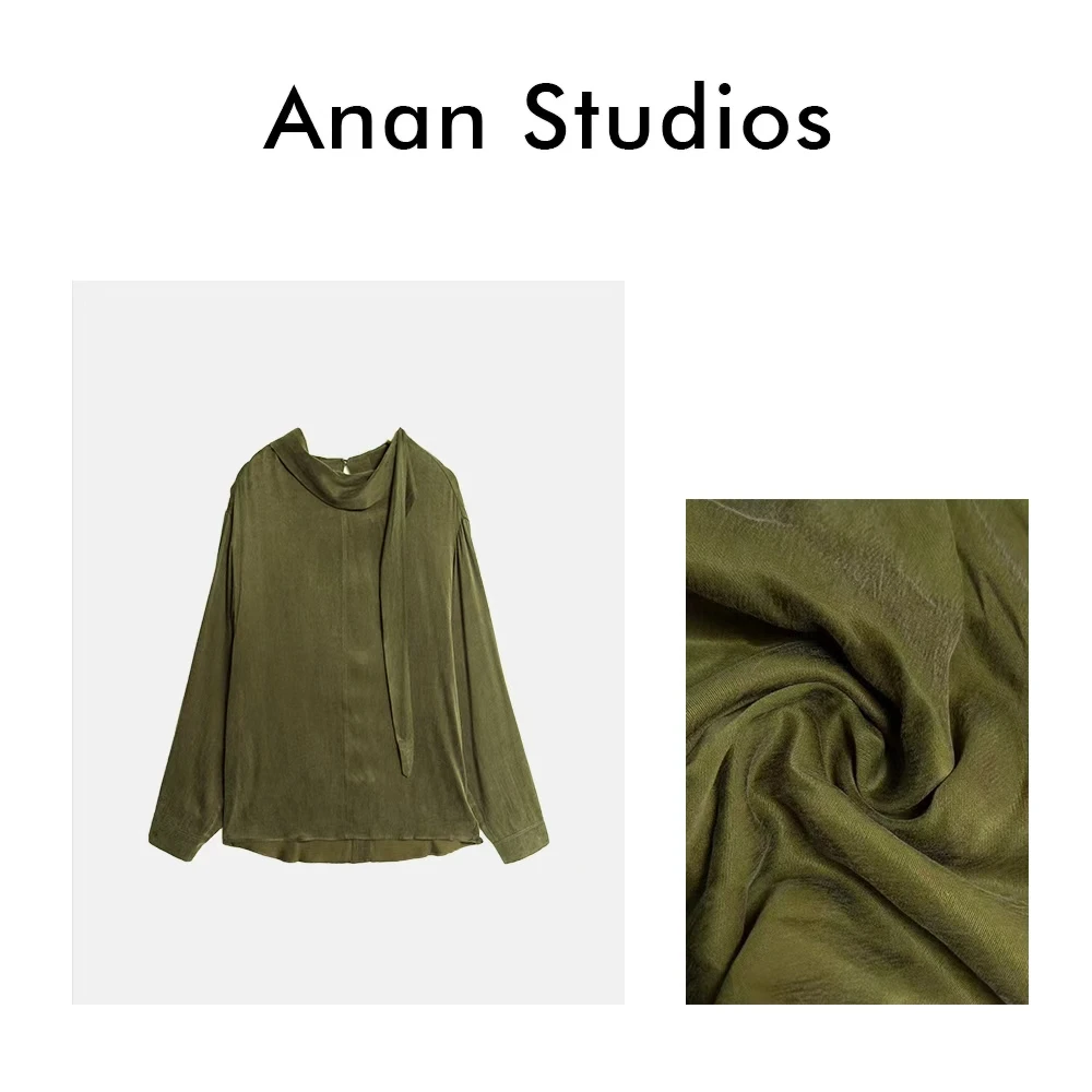 Anan Studios【抹茶拿铁】法式极简风飘带设计长袖衬衣 W5070