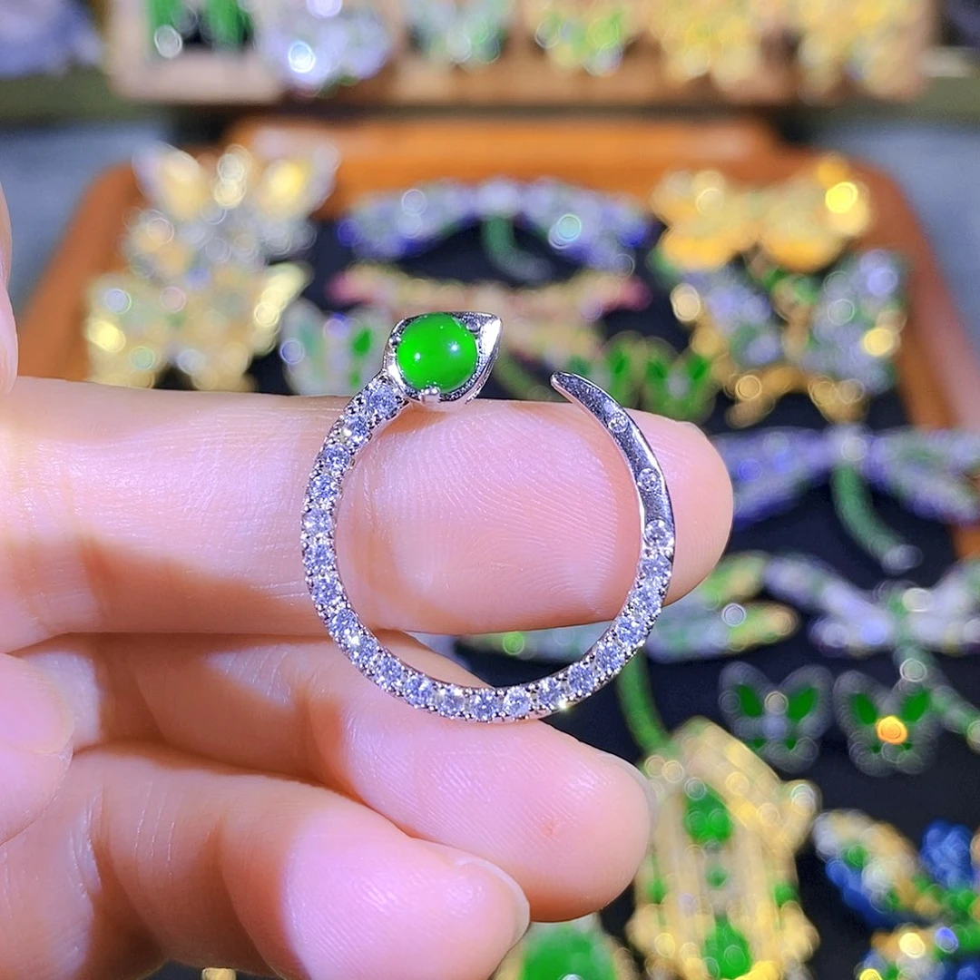 吊坠(不含链)银S925镶嵌翡翠