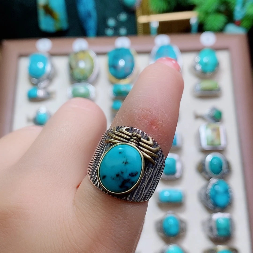 绿松石银S925镶嵌挂件