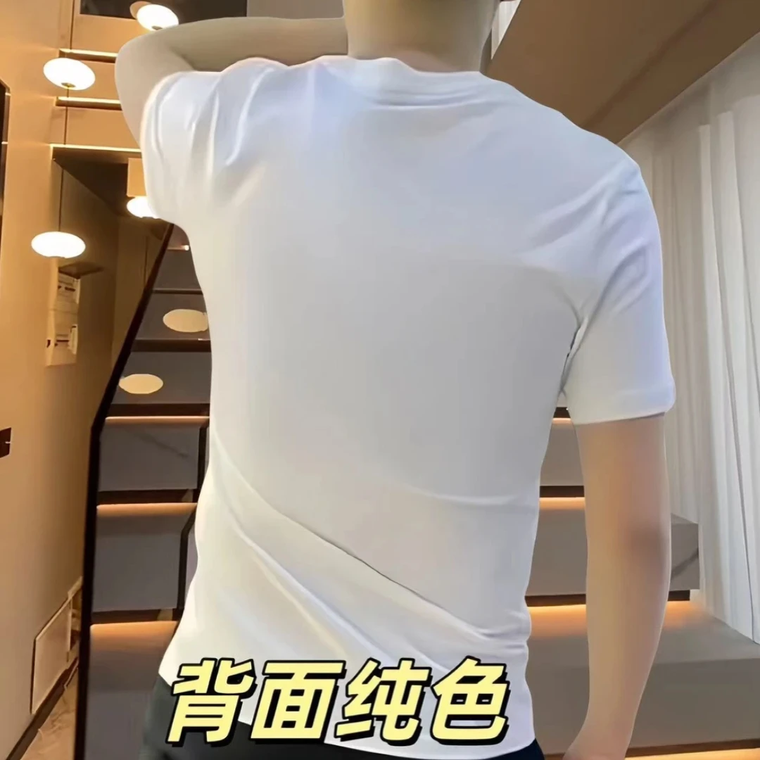 夏季美式潮流重磅丝光纯棉欧货印花潮流休闲男装百搭痞帅修身上衣